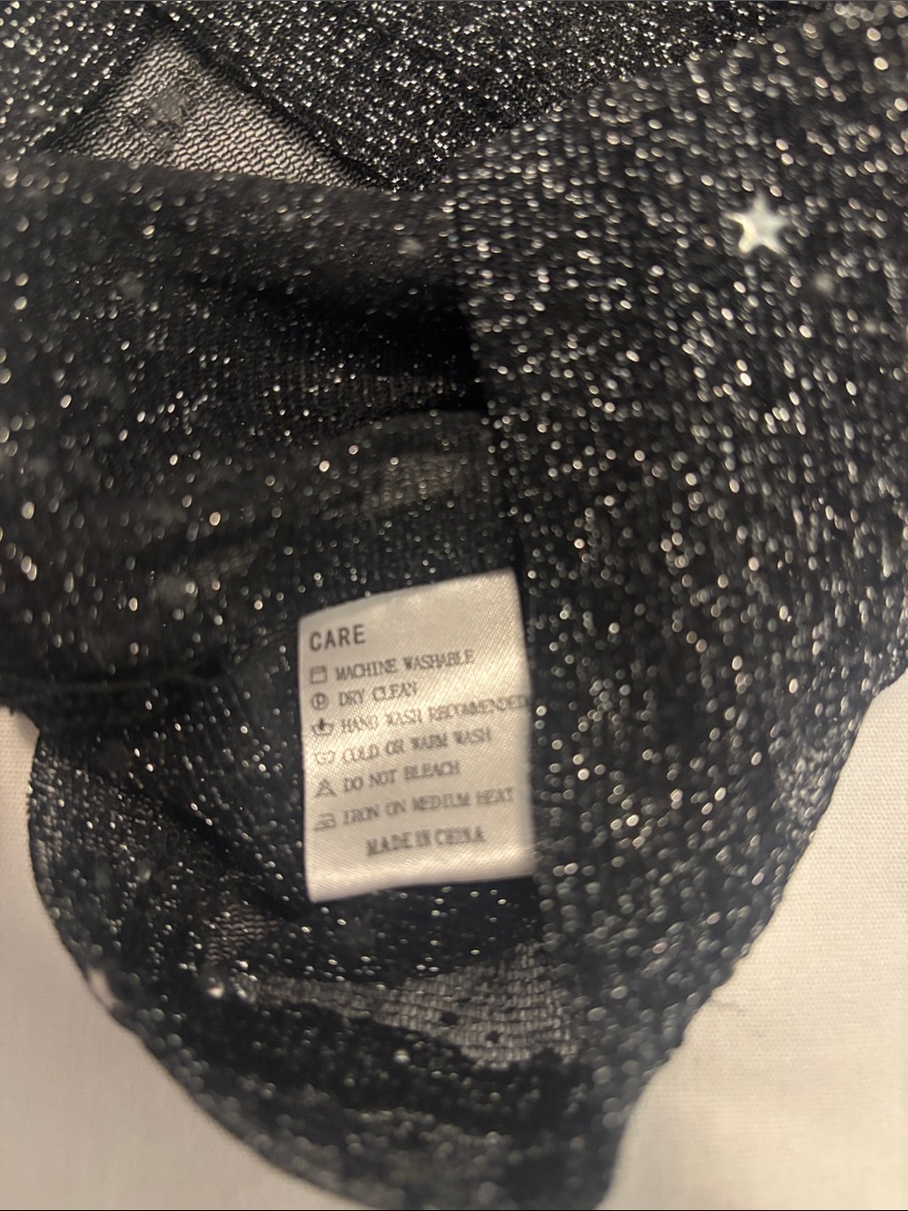 Mango Black Sheer Sequin Long-Sleeve Crop Top SZ XL night out top sparkly stars - Picture 6 of 8